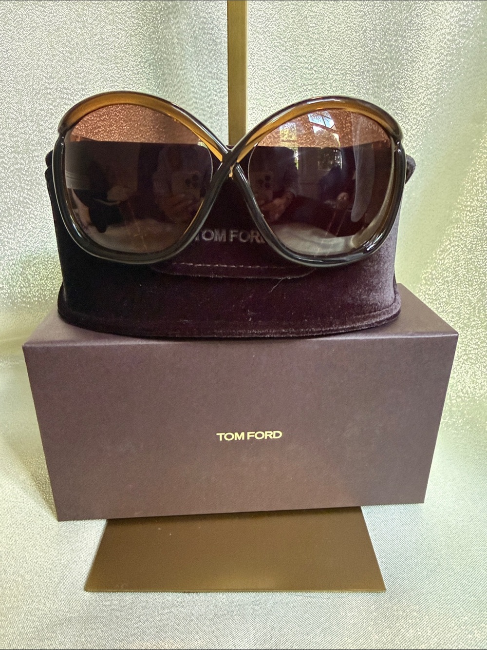 Tom Ford Brown Gradient Oversized Sunglasses